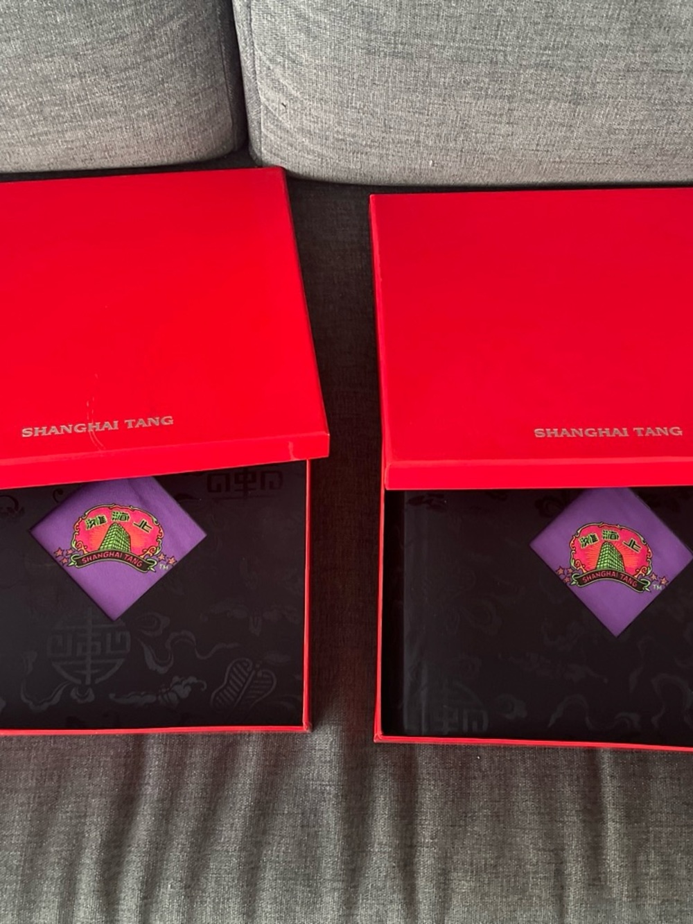 Shanghai Tang Purple and Black Silk Photo Albums SET OF 2